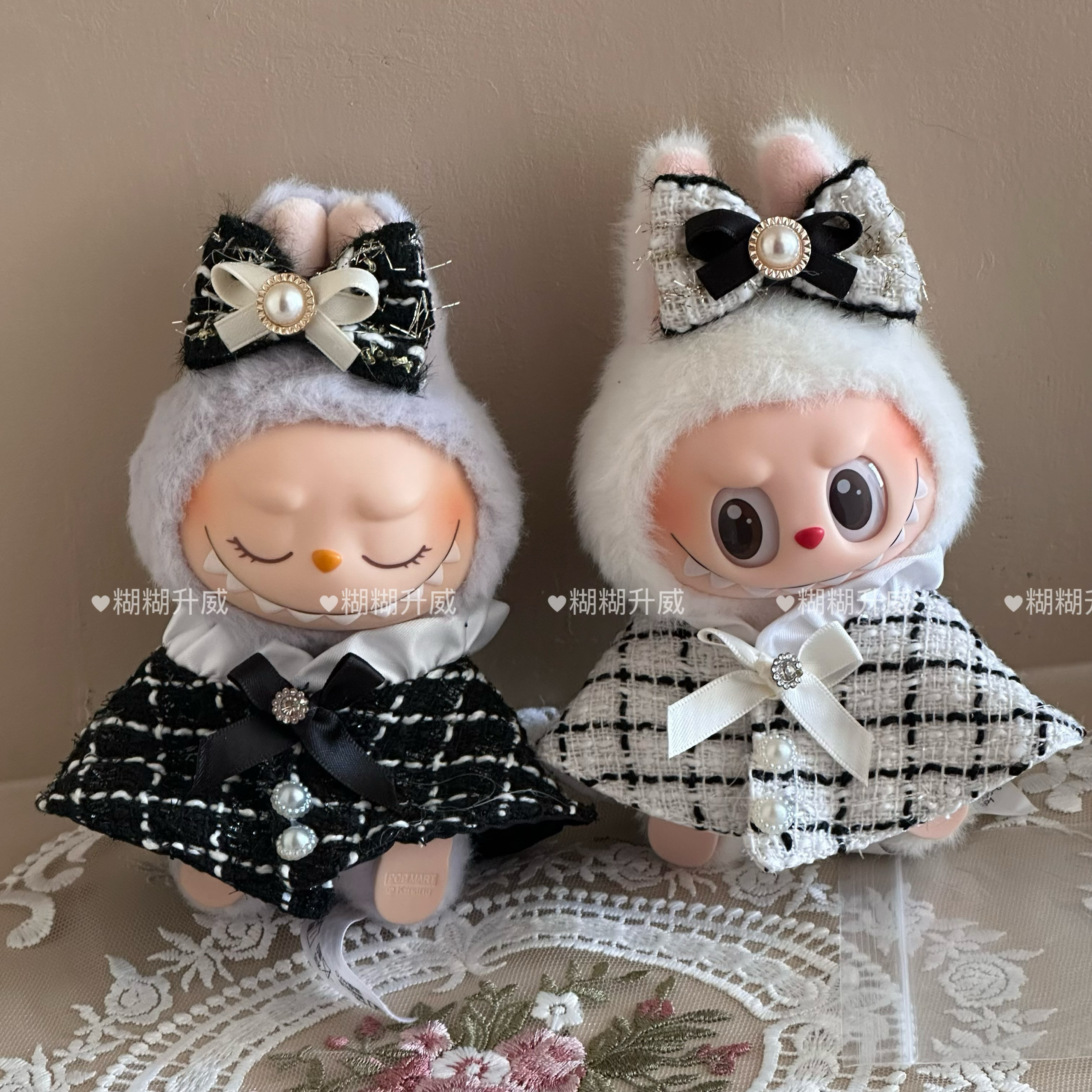 黑白格子斗篷发夹两件套