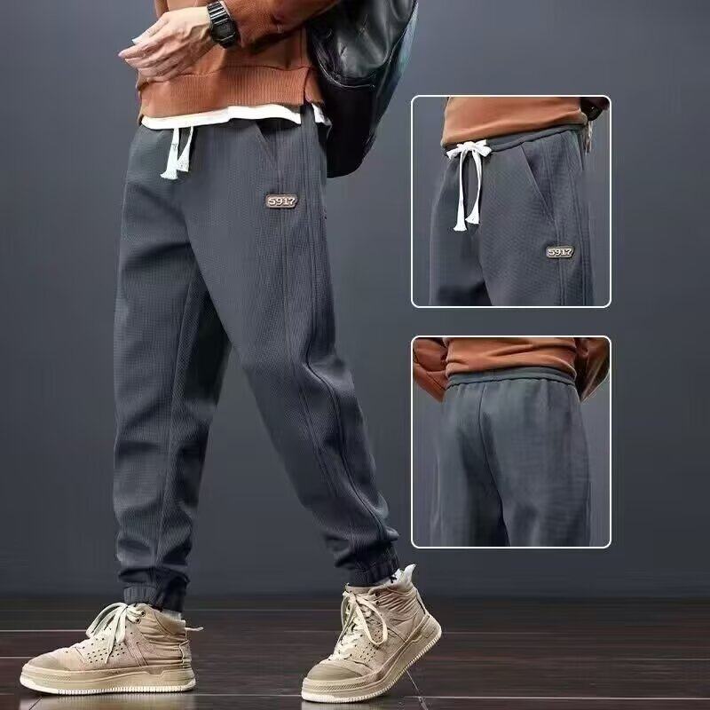 秋冬款卫裤男士宽松束脚休闲裤子男冬季加绒加厚运动裤2025潮牌