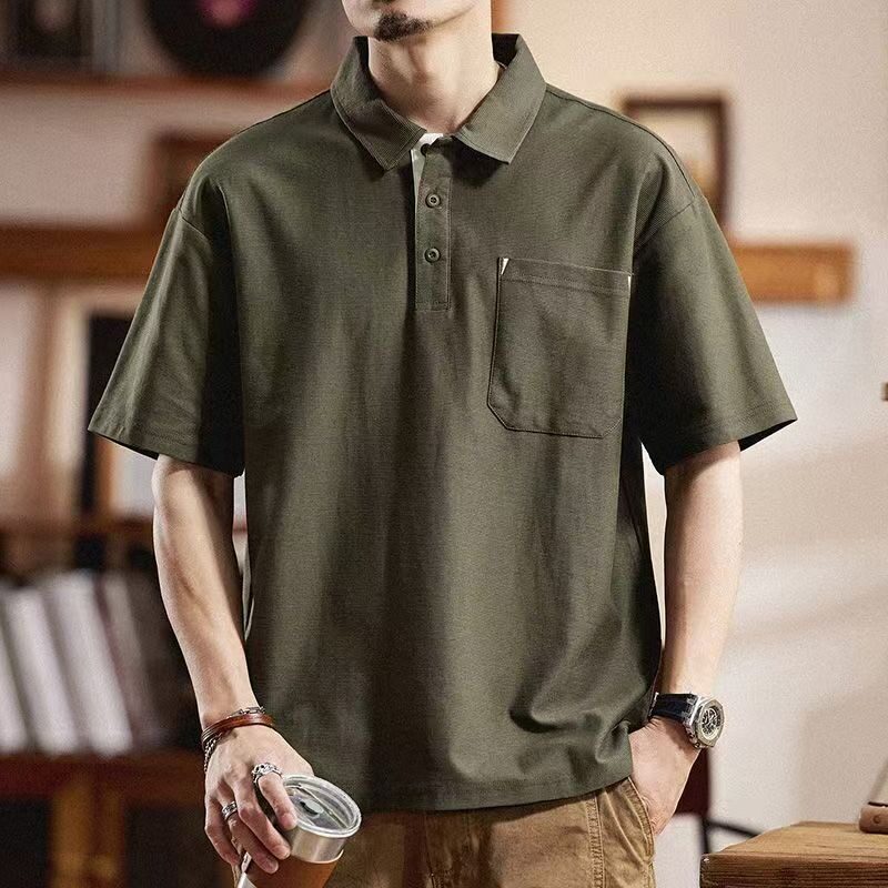 美式经典简约POLO衫男夏季宽Polo衫