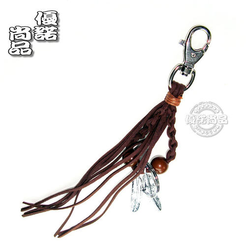 创意复古皮绳手工钥匙扣钥匙链汽车钥匙扣黑色巧克力色钥匙挂件