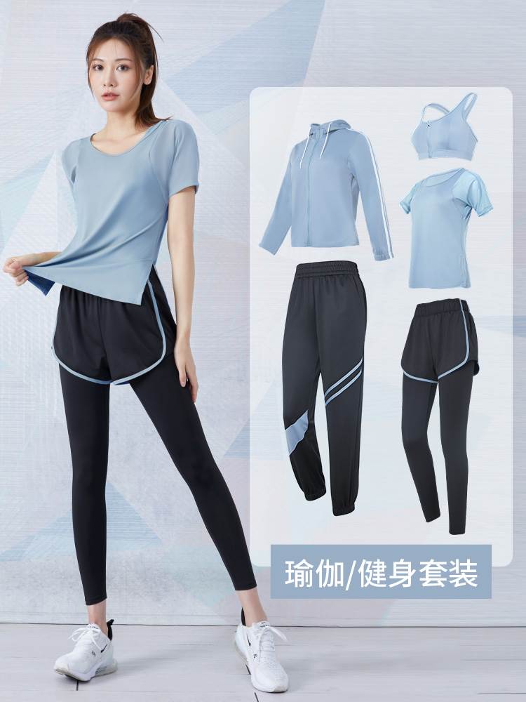 健身服女夏新款高级时尚宽松户外晨跑步训练运动短袖专业瑜伽套装