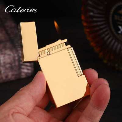 纯铜朗声充气打火机钢音侧滑砂轮气体黄铜送男友老式拉丝光面朗声