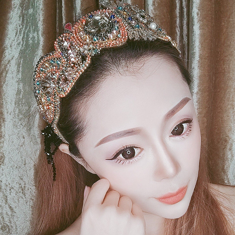 七彩爱心水钻发箍外出防滑头饰