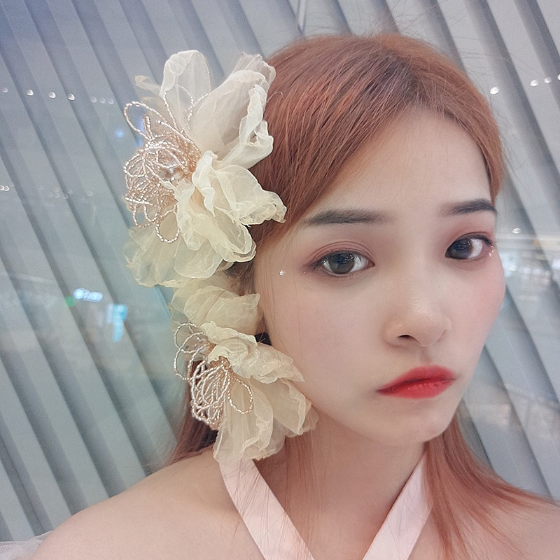 发饰水晶蕾丝花朵甜美镶钻鸭嘴夹