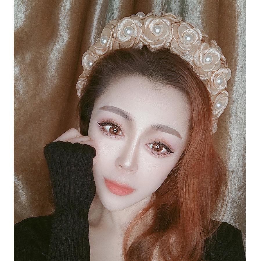 发箍海绵森系珍珠蕾丝花朵