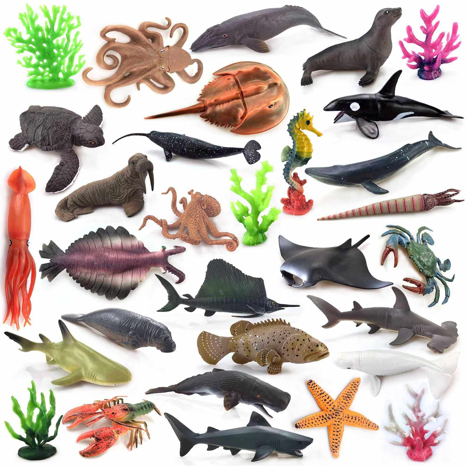 仿真海洋动生物模型儿童玩具摆件教大白鲨鲨鱼巨齿鲨鲸鲨虎鲨蓝鲸