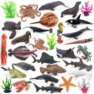 仿真海洋动生物模型儿童玩具摆件教大白鲨鲨鱼巨齿鲨鲸鲨虎鲨蓝鲸