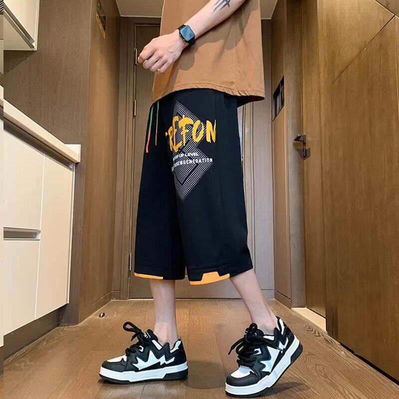 2026夏季新款青少年潮牌短裤宽松加肥加大码男装七分裤休闲运动裤