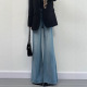 不贴腿宽松休闲百搭喇叭长裤 2026新款 女春季 复古蓝高腰微喇牛仔裤