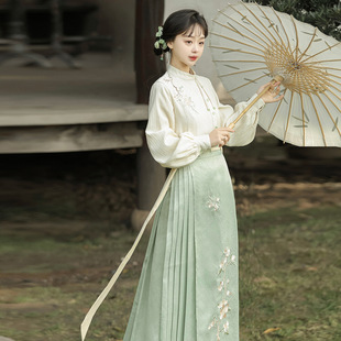 原创蔓花枝汉服女中国风改良汉元素上衣马面裙套装8948