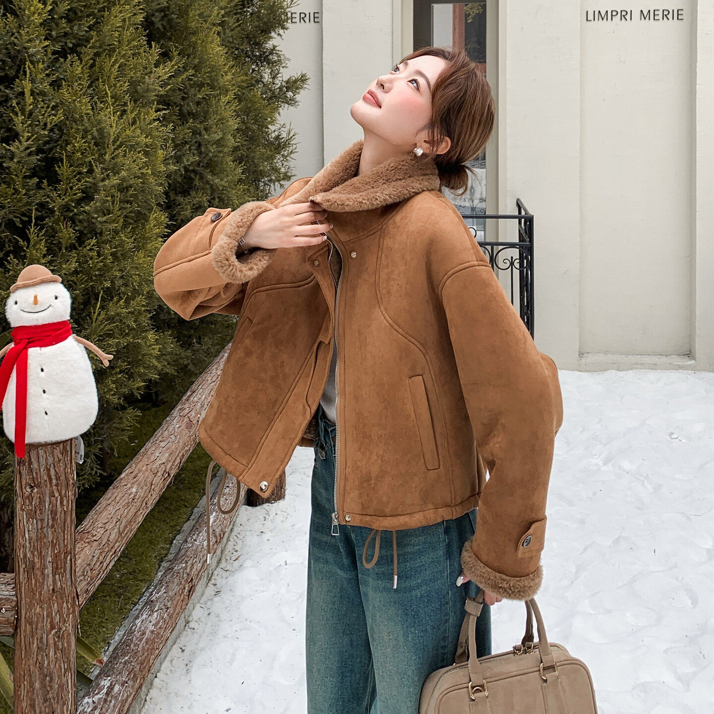 现货主图25冬装新派克羊羔毛外套短款2D044-2518-P185-K278