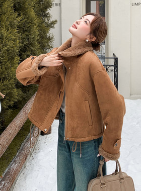 现货主图25冬装新派克羊羔毛外套短款2D044-2518-P185-K278