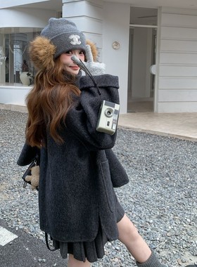 【档口现货】侧缝开衩配围巾款双面羊绒大衣2C233-670-P305-K459