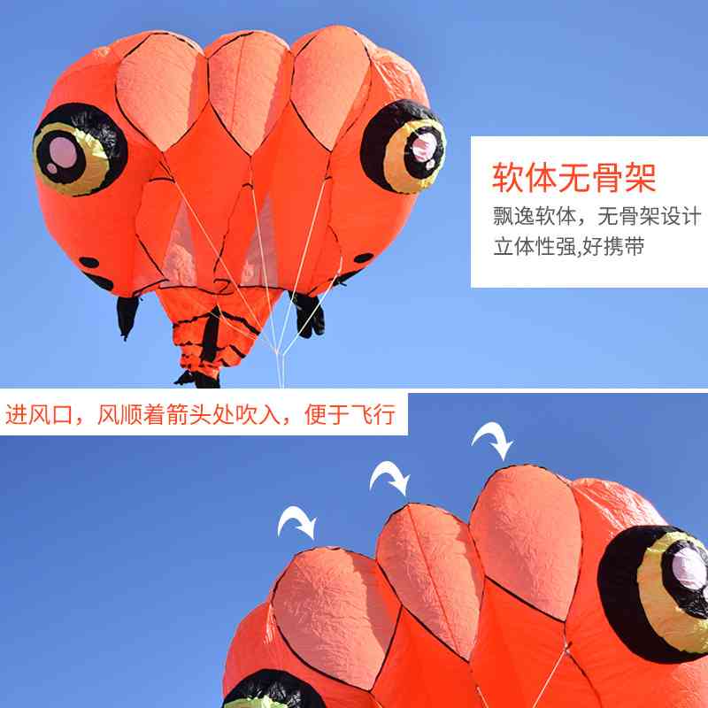 青州马老四蝌蚪软体风筝大型超大抗大风专业成人微风易飞