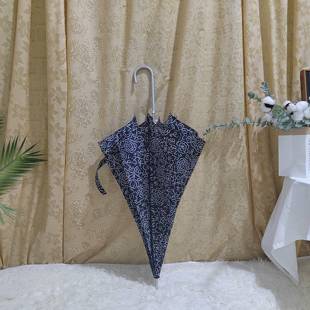 半自动外贸绝美黑白蔷薇花国潮无黑胶防紫外线清新直骨长柄伞仙女