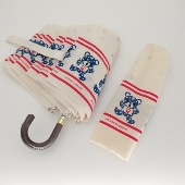 森系小清新米白色可爱小熊外贸无黑胶防紫外线弯钩三折晴雨伞便携