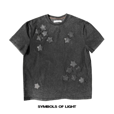 短袖时尚青年皮星星水洗