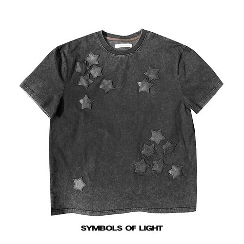 短袖时尚青年皮星星水洗