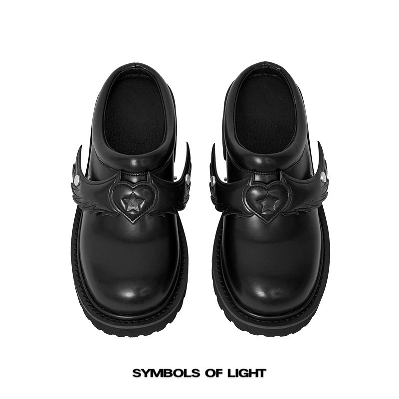 SYMBOLS OF LIGHT德比包头拖鞋翅膀爱心厚底通勤百搭一脚蹬穆勒鞋