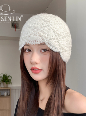 显脸小花朵森系百搭时尚套头帽