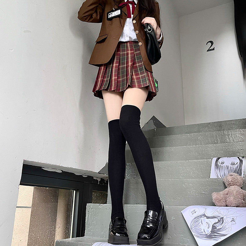 黑色过膝袜jk长筒袜子女春秋款ins潮高筒百搭显瘦日系学院风长袜