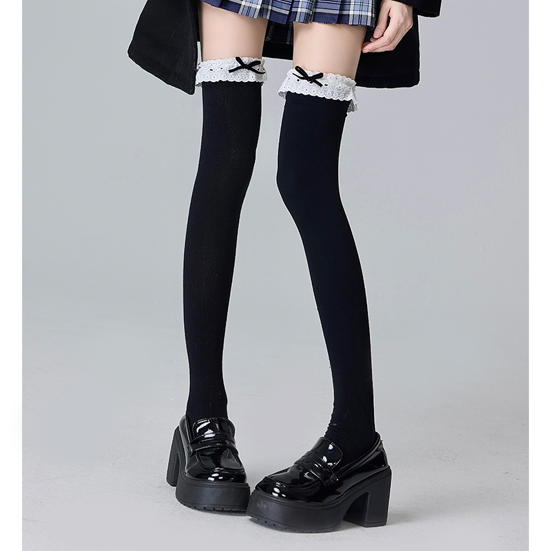 Lolita蕾丝花边复古蝴蝶结堆堆袜