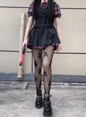 暗黑骷髅头连裤袜女ins潮显辣妹