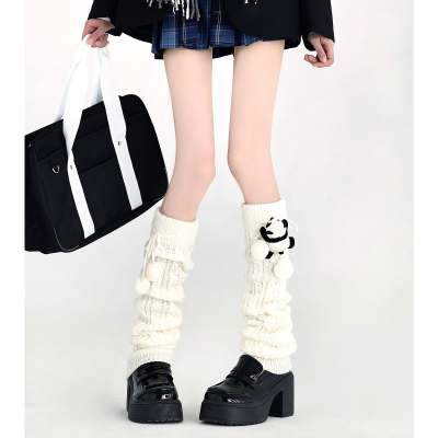 日系熊猫胸针毛球袜套