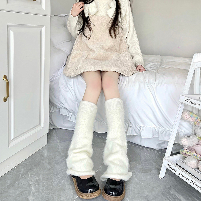 仿貂绒袜套辣妹jk亚比喇叭堆堆袜可爱纯欲奶色针织皮草长毛绒腿套,女士内衣/男士内衣/家居服,中筒袜,淘宝优惠券,粉丝福利购,淘宝优惠卷