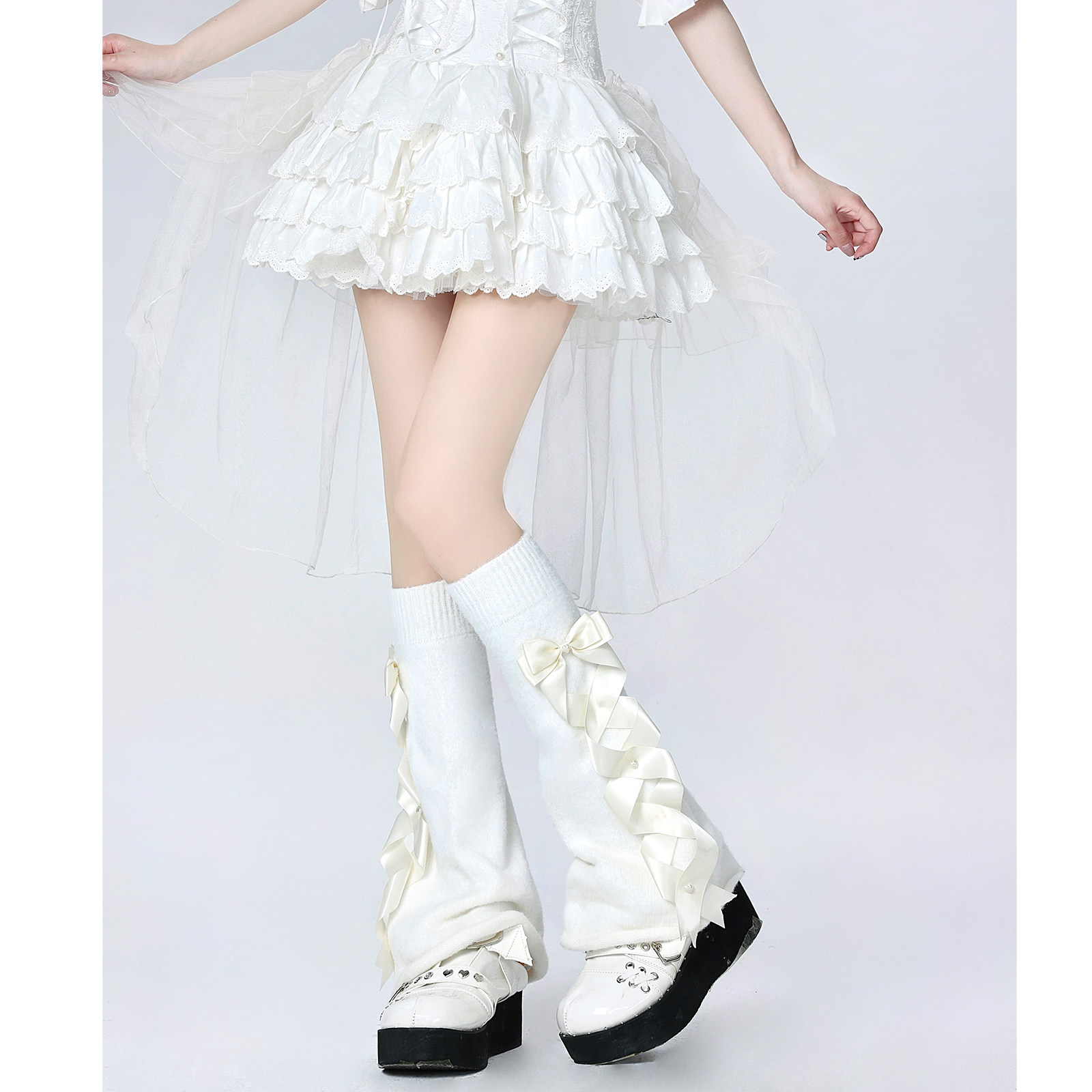 日系Lolita蝴蝶结丝带堆堆袜