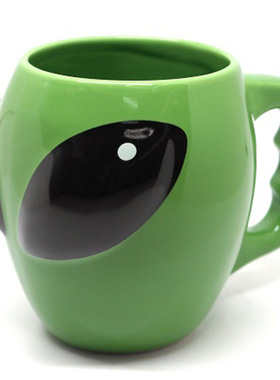 外贸热卖ALIEN绿色外星人陶瓷马克杯 办公室咖啡厅酒吧酒杯水杯