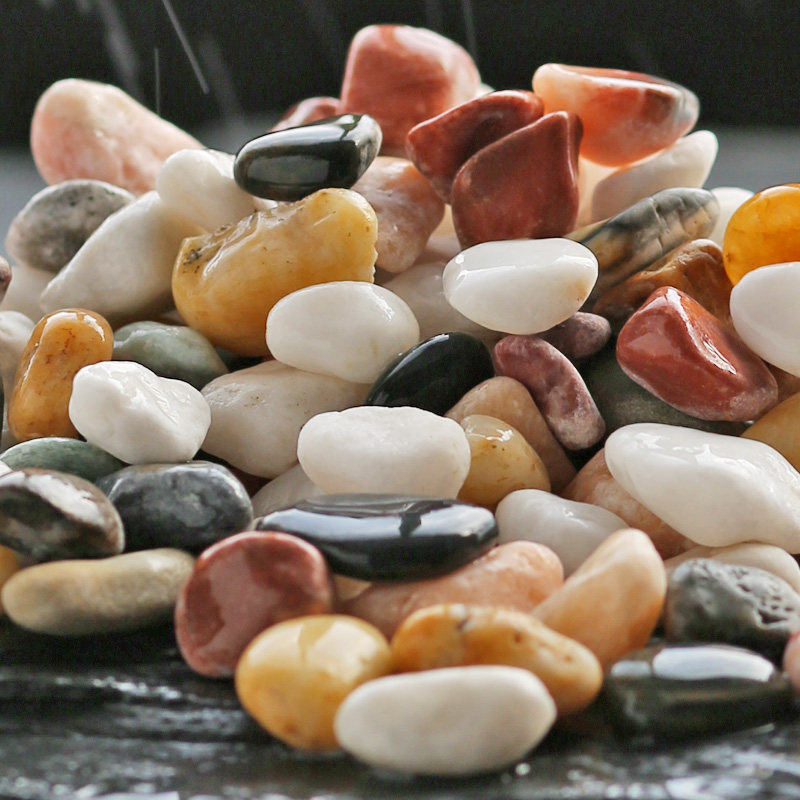 多肉铺面石天然雨花石鹅卵石花盆栽五彩色石子鱼缸装饰白色小石头