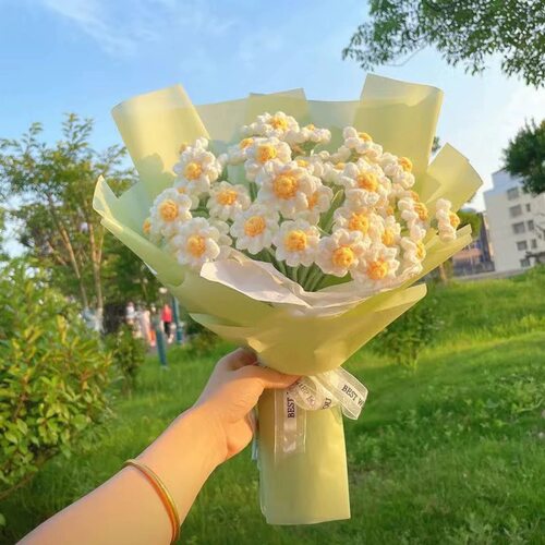 手工钩针毛线花束雏菊向日葵