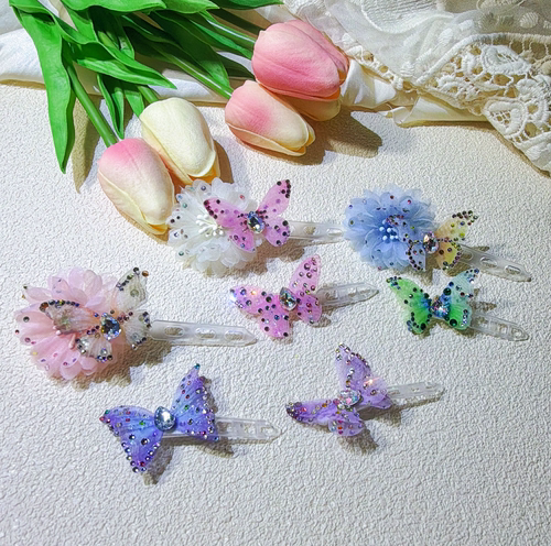 超轻手工蝴蝶花朵狗狗发卡