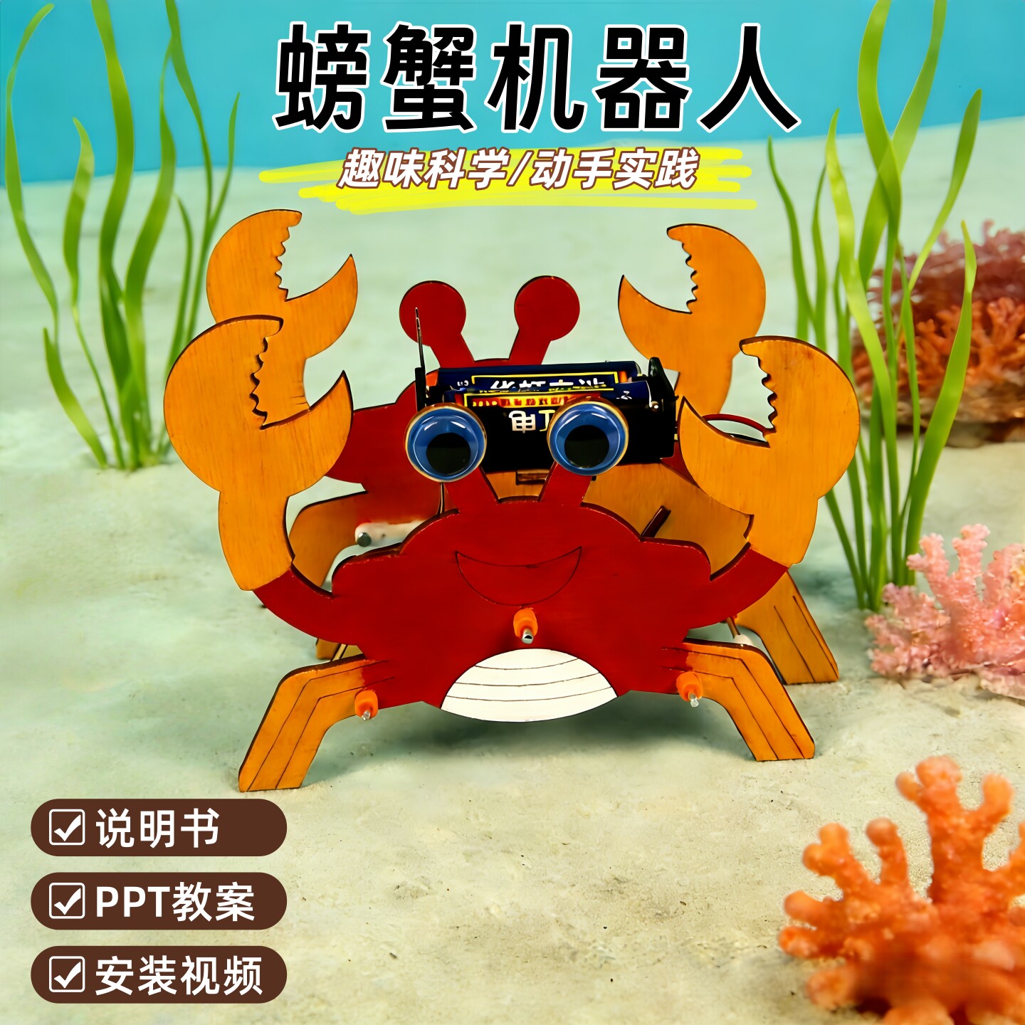 小学生科学实验DIY拼装螃蟹