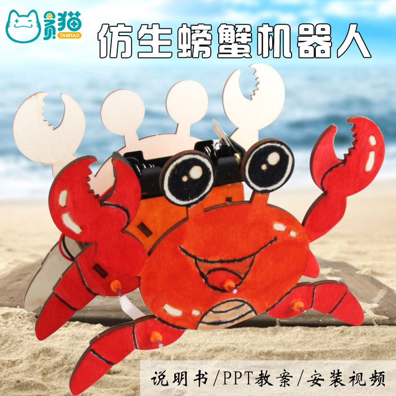 小学科学实验手工材料儿童DIY拼装教具制作玩具螃蟹仿生机器人
