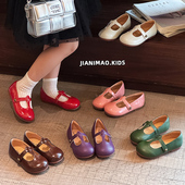 春秋女宝宝红色公主鞋 纯色女童玛丽珍浅口单鞋 儿童丁字小皮鞋 韩版