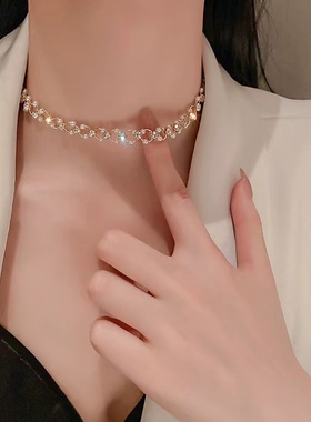 欧饰泥合金锁骨链女士仿珍珠项链