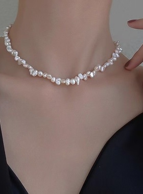 欧饰泥无珍珠母贝麻绳链女锁骨链