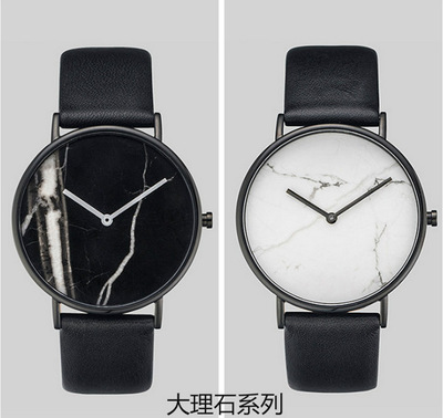 休闲风真皮超薄情侣手表