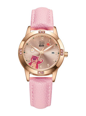 草莓熊卡通儿童手表镶钻女孩学生腕表皮表带小表盘简约萌石英女表