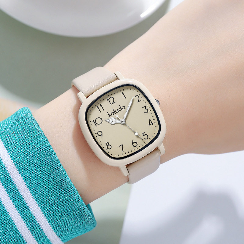 韩系学院风手表女款考试专用高中初中学生高颜值女表简约小方腕表