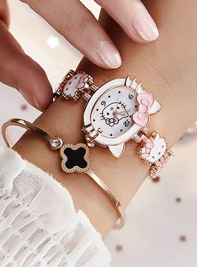 新品款式时尚可爱儿童手表学生小孩子KT猫手表女款女士电子石英表