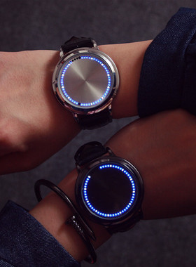 个性创意发光简约 ins超火无指针概念手表触屏情侣中性学生对腕表