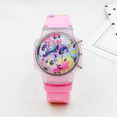 卡通儿童KT手表小马宝莉女孩腕表粉色可爱翻盖数字学生发光电子表