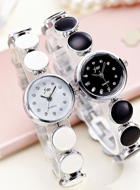 时尚女手表英伦风女款石英表个性白色黑色女士镶钻小表盘手链腕表