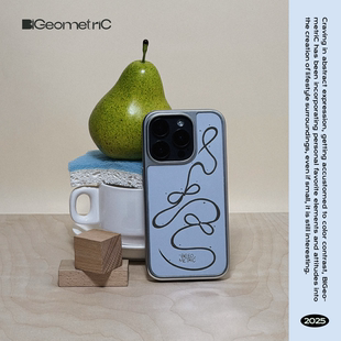 15pro手绘飘带蝴蝶结镀银磁吸手机壳 原创适用iphone17promax16 BIGeometeiC 飘带蝴蝶结