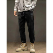 丝绒休闲裤 加绒束脚卫裤 长裤 尾货轻奢保暖男外贸出口弹力秋冬男潮