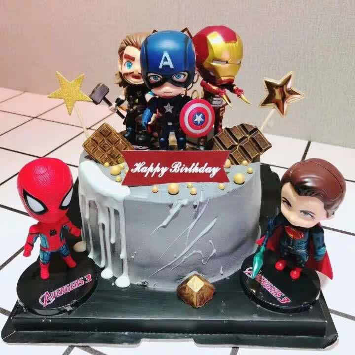复仇者英雄联盟蛋糕装饰摆件美国队长钢铁侠蜘蛛侠蛋糕装饰插件