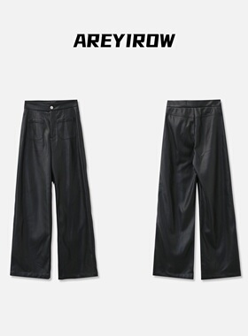 【AR专属】双口袋高腰皮质加绒阔腿裤A1J937CK243